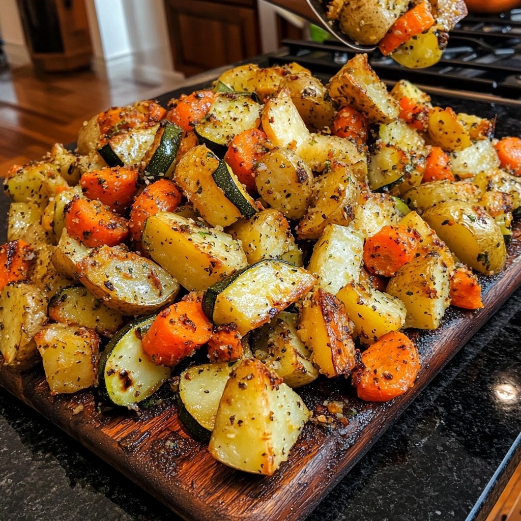 Garlic Herb Roasted Potatoes, Carrots, and Zucchini