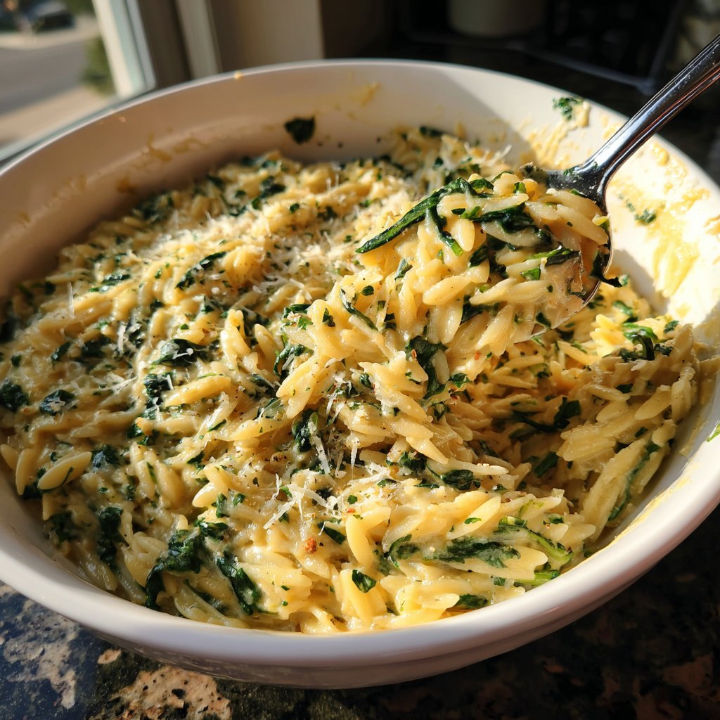 Creamy Spinach Parmesan Orzo