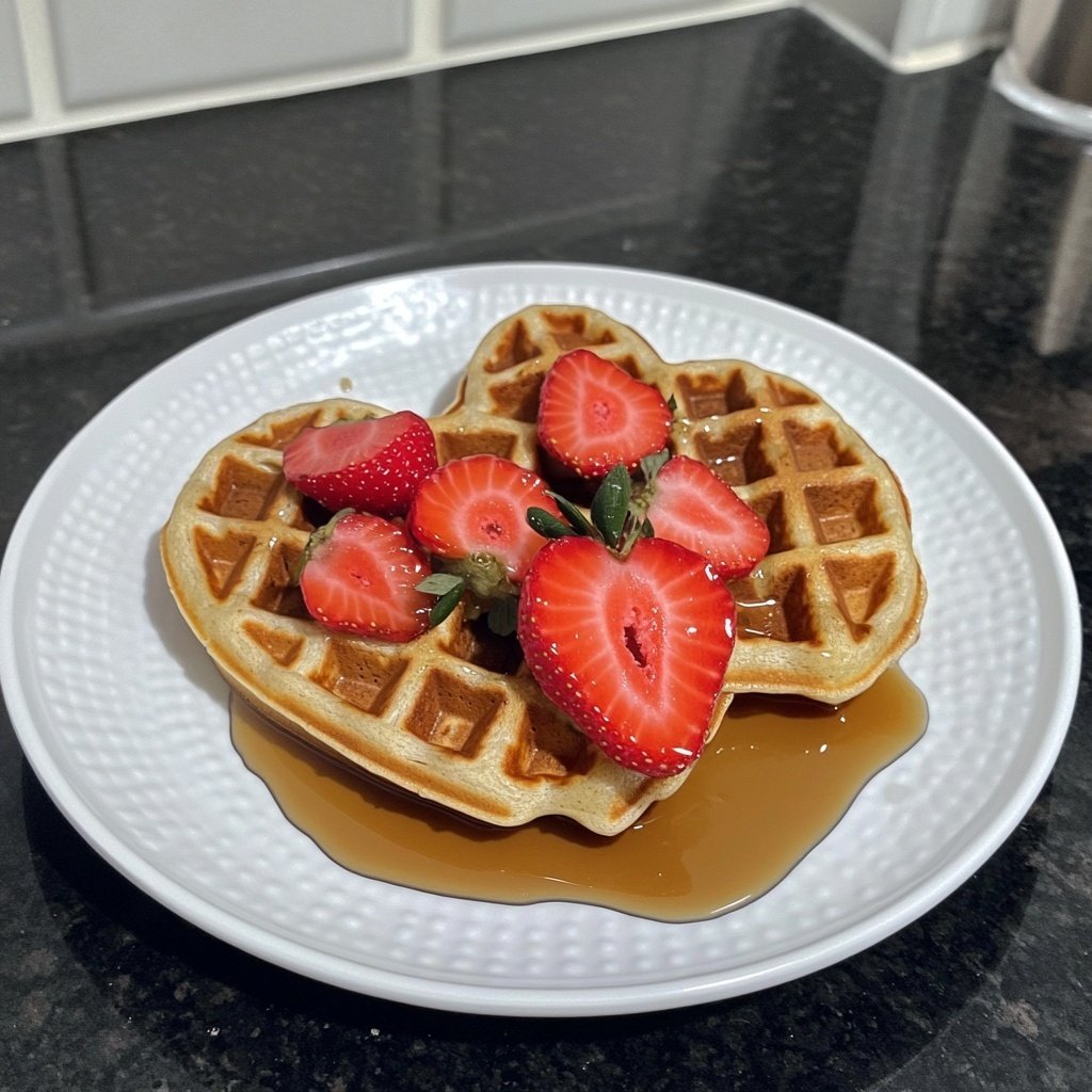 Valentine Breakfast Heart Shaped Waffles