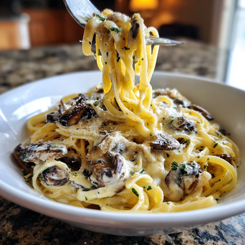 Romantic Creamy Lemon Mushroom Pasta