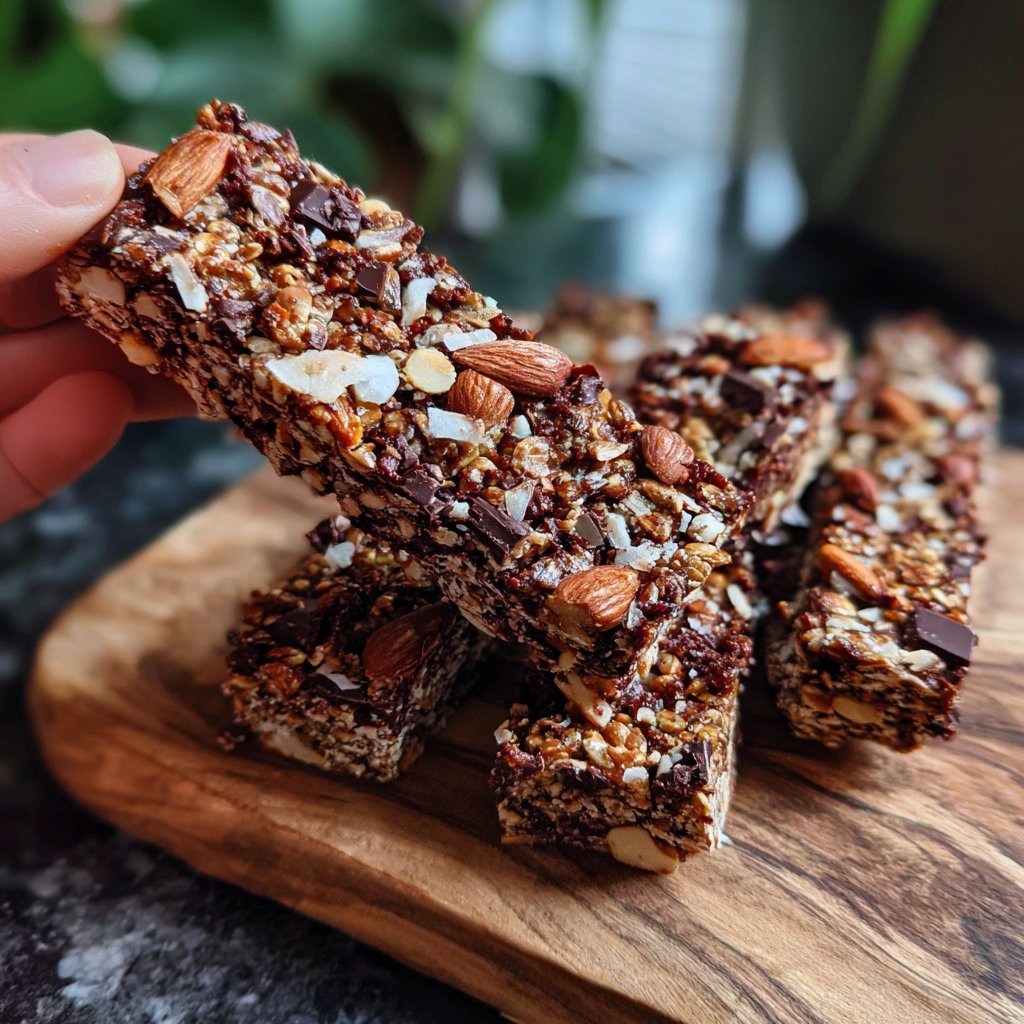 Chocolate Almond Coconut Granola Bars