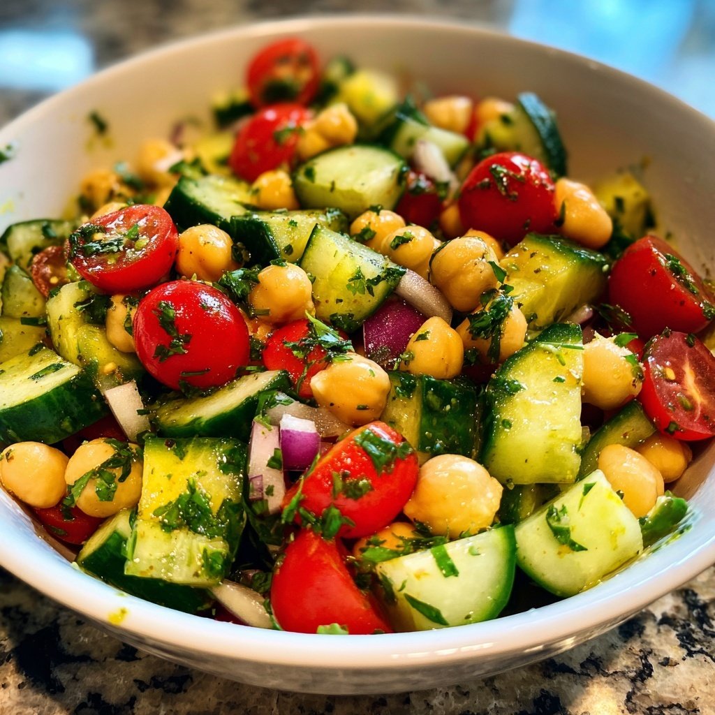 Mediterranean Chickpea Salad With Cucumber