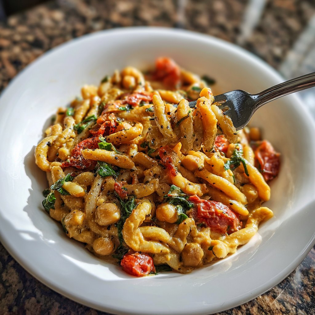 Creamy Tomato Chickpea Pasta Bowl