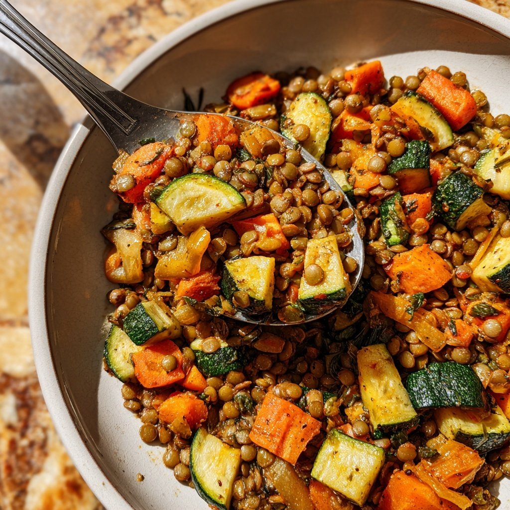 Roasted Veggie Lentil Skillet