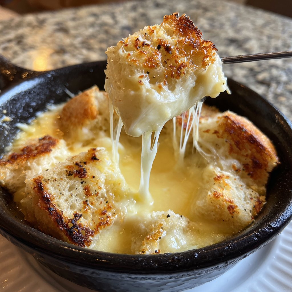 Fondue with Swiss Cheese and Garlic