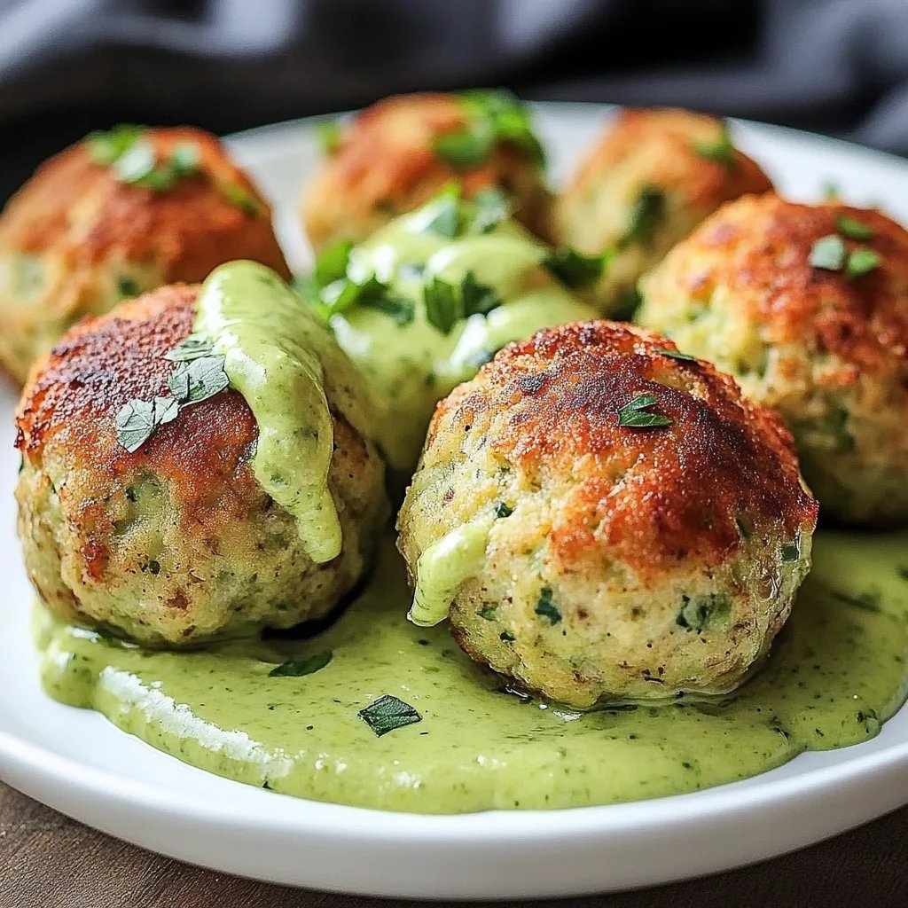 Salmon Balls with Creamy Avocado Sauce